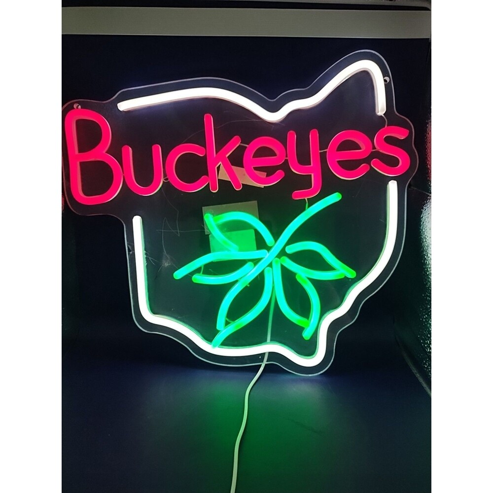 Ohio State Buckeye Championship Neon Light Sign With Usb Charger Nib Bright